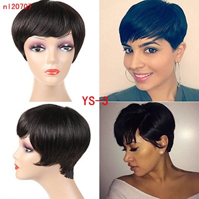 Women Short 100 Virgin Brazilian Wigs Straight Human Hair Wig No