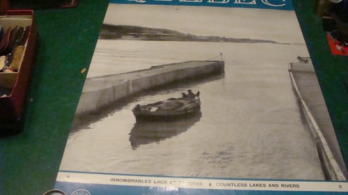 Vintage Original Poster: QUEBEC La Belle Province - COUNTLESS LAKES & RIVER tear - Picture 1 of 6