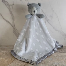 CLOUD ISLAND GRAY PINE TREE PRINT TEDDY BEAR PLUSH LOVEY SECURITY BLANKET LARGE