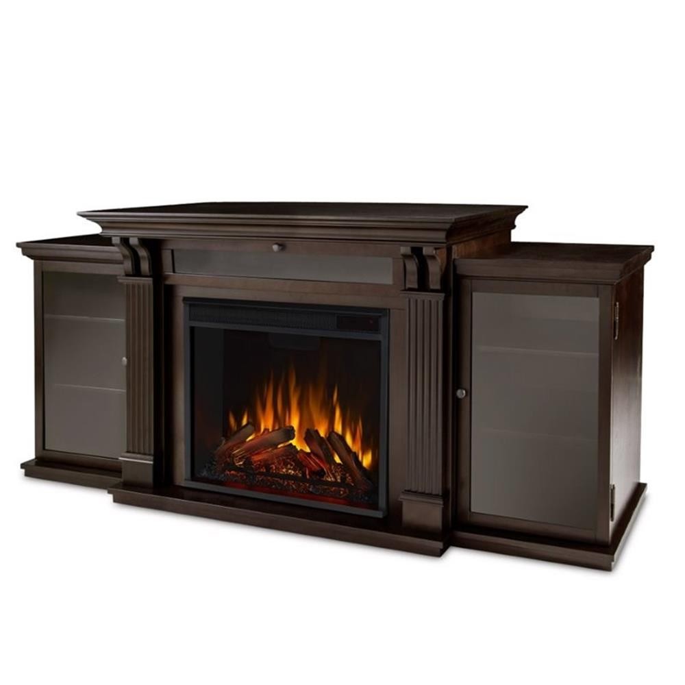 With Electric Fireplace In Dark Walnut