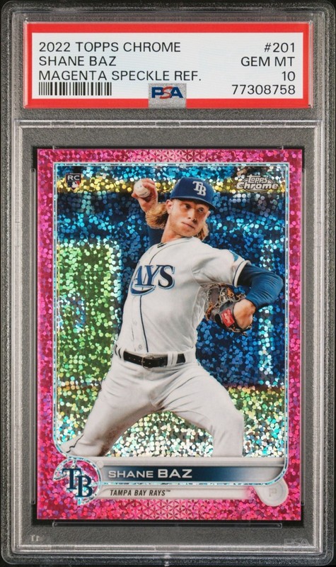 Shane Baz Topps Chrome Magenta Speckle Refractor Rookie /350 #201 PSA 10