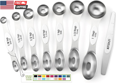 Stainless Steel Magnetic Measuring Spoons Set with Strong N45 Magnets, Heavy Dut