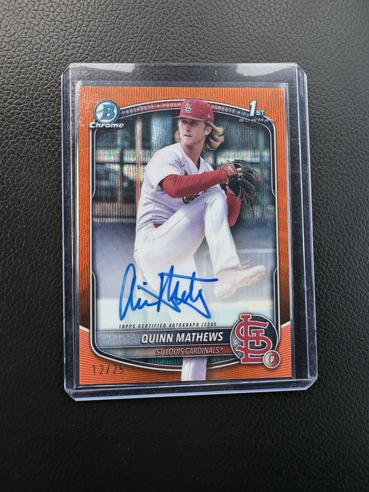 2025 Bowman Quinn Mathews Chrome Auto Orange Wave Refractor 1st #14/25