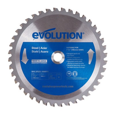 Evolution 185BLADEST Mild Steel & Ferrous Metal Saw Blade, 7-1/4 Inch x 40-Tooth