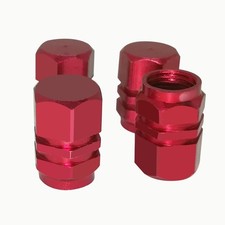 Polished Aluminum Chrome Tire Valve Stem Caps Red Set Of 4 Color Red Polished Aluminum Chrome Tire Valve Stem Caps Red Set Of 4 Color Red