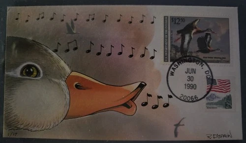 1990 Federal Duck Scott # RW57 First Day Of Issue Hand-Painted R. D'Spain