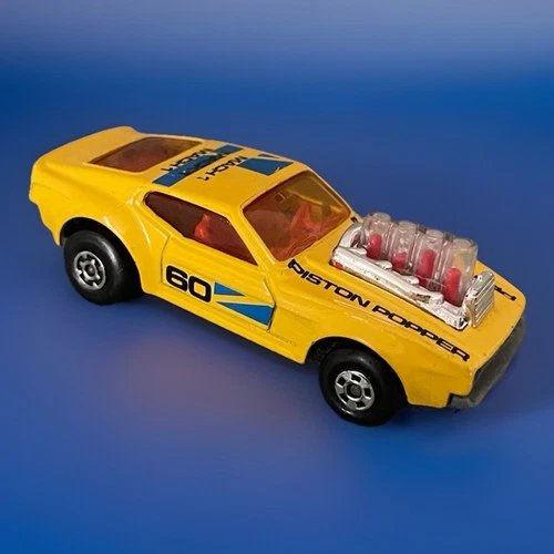 1980 Matchbox Ford Mustang Mach 1 Piston Popper Yellow #60 Lesney Rolamatics Car