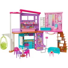 Barbie Casa de Vacaciones Juego con 30+ Accesorios Casa de Muñecas de Dos Pisos