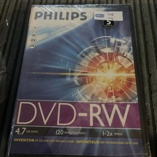 BNIB X10 Blank Philips DVD-RW 4.7GB Data 120 Minutes 1-2X Speed