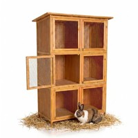 Hasenstall Kaninchenstall Freigehege HasenkäFig 6 Boxen Holz Kleintierstall Xxl