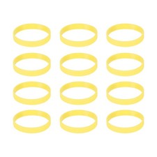 12pcs Plain Silicone Wristbands 8 Inch Circumference 1/2 Inch Width, Yellow