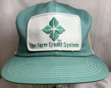 The Farm Credit System Vintage Green White Patch Mesh Back Snapback Trucker Hat