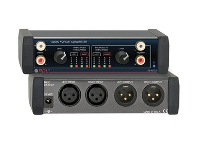 RDL EZ-AFC2X Stereo Audio Converter RCA to XLR Dual VU Level Control