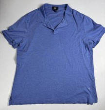 Calvin Klein Mens Heather Blue 100 Cotton Short Sleeve Polo Shirt Size LARGE