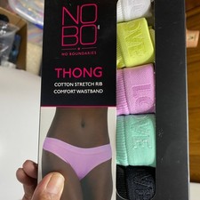 No Boundaries Womens 5-Pack Thong Underwear Stretch Rib Comfort Waistband XS NIB