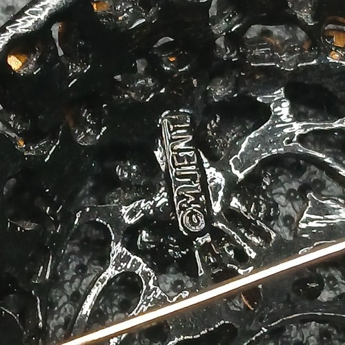 Vintage Signed M. JENT Black Rhinestone Pin Brooch. 14.465 - Picture 6 of 6