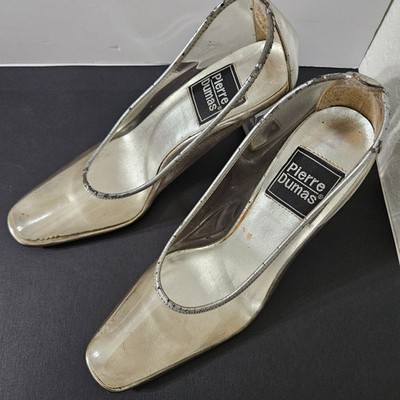 Vintage Pierre Dumas Clear Cinderella Style Women's Shoes Size 9M US - Some Wear