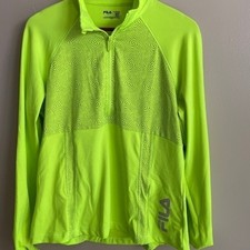 Fila Sport Womans L Quarter Zip Pullover Reflective Top long sleeve thumb hole