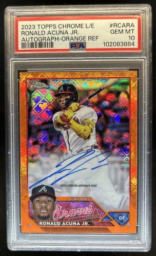 2023 Topps Chrome Logofractor Ronald Acuna Jr. Auto Orange Refractor #/25 PSA 10