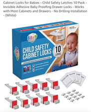 Child Safety Cabinet Locks 10 pack Safety Latches White NWT