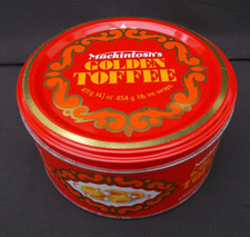 VINTAGE COLLECTABLE EMPTY CONFECTIONERY SWEET TIN - MACKINTOSH'S GOLDEN TOFFEE