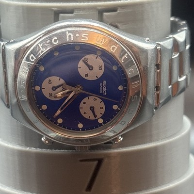 Swatch 33mm Irony Chronograph WATCH blue SS QZ