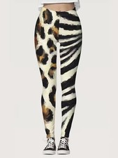 Color Block Animal Print Leopard  Zebra Design Leggings