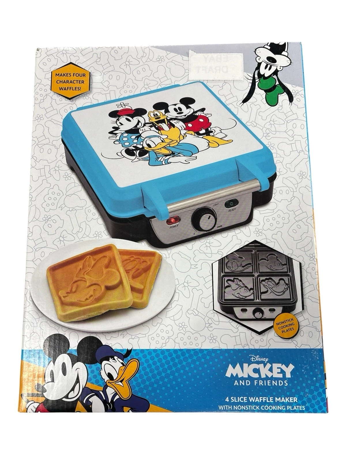 Disney Mickey Mouse Waffle Maker – DSC-281B – 4-Slice Non-Stick – NEW