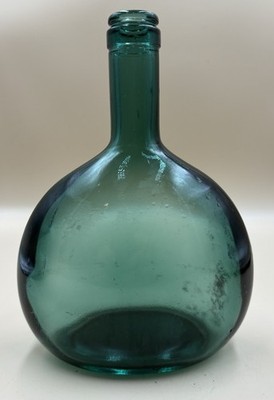 Vintage Green Glass Wine Bottle 8'' MCM Mid Century Bar Decor 31 231 F Teal