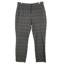 Banana Republic Womens Avery Glen Plaid Ankle Pants Sz 12 Gray Black Lined