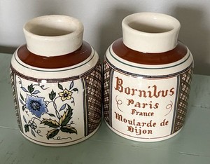 Bornibus Mustard France  Pottery Floral Jar Pot Vintage Price Each Vintage