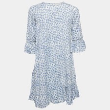 Stella McCartney Kids White Star Print Lyocell Ruffled Cuff Dress 14Yrs