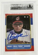 Charlie Sheen Autograph Major League Ricky Vaughn Custom Trading Card Becket89