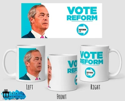 CREATIVE MEMORIES UK Reform UK Party Mug - Nigel Farage Mug - Vote Reform - Politics Mug - 03