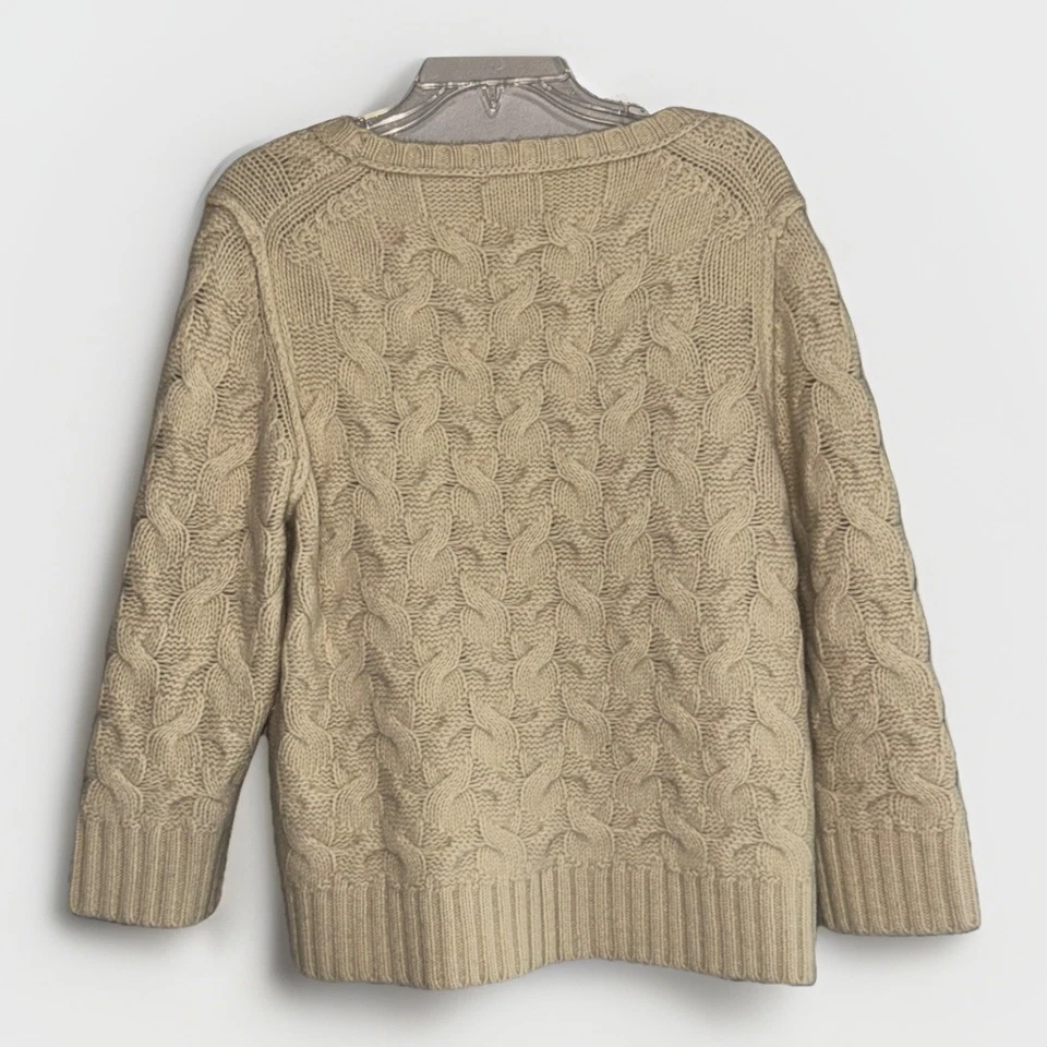 Suéter Ann Taylor Lana Angora Grueso Cable Tejido Marfil Perla Cabello de Conejo Talla XL Foto 3 de 4
