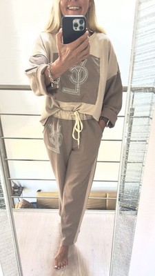 Joggpant Zweiteiler Boho Sarah Love Ibiza Strass Applikationen Set Damen Vintage