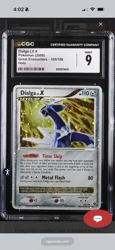 Pokemon Dialga LV.X Great Encounters Ultra Rare Card 105/106 CGC 9