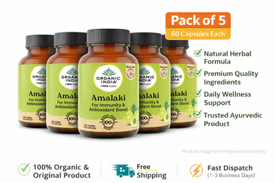 Organic India Amalaki 60 Veg Capsules Ayurvedic Vitamin C Antioxidant 5 Pack
