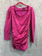 Do + Be Satin Pink Mini Dress Medium Party Cocktail Mini Long Sleeve