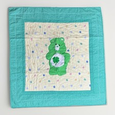 Vintage Good Luck Care Bear Handmade Baby Quilt 34 X 32 1980s