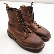Dr Doc Martens Made In England Brown Leather 1460 8 Eye Boot Air Walk Size 4 UK