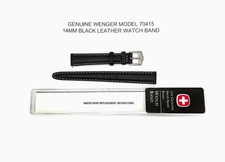 GENUINE WENGER 14MM BLACK LEATHER WATCH BAND