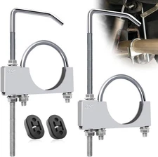 Universal 2.5" Exhaust Clamp with Hanger Rear 2 Pieces 2.5 Inch, Silver 