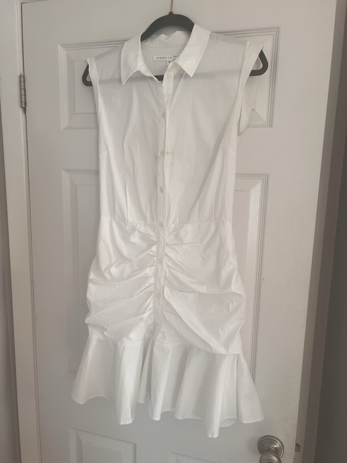 Veronica Beard White Button Down CottonRuched Dre… - image 11