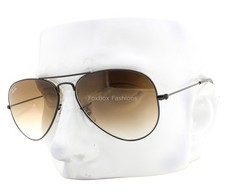 Ray-Ban Aviator Sunglasses RB3025 002/51 Black Brown Gradient Glass 55mm w/case