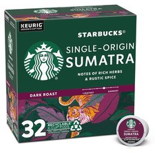 Starbucks K-Cup Pods Sumatra - 32 Single Serve Capsules - Dark Roast