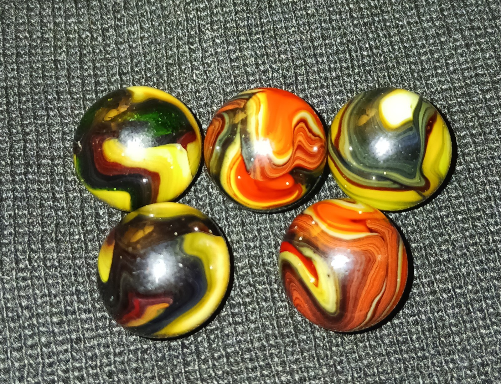 Lot of 5 2008 Jabo Joker Fall Harvest Marbles w/aventurine. Lot 2