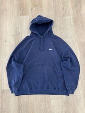vintage 90s Nike Swoosh Pullover Hoodie sz XL Navy Blue Embroidered USA 1990s