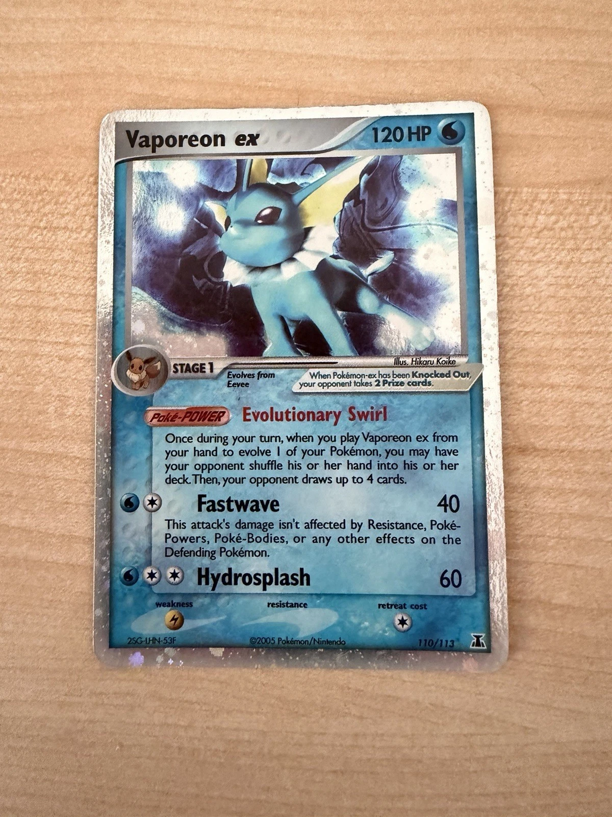 #2 Vaporeon ex 110/113 EX Delta Species 2005 Holo Rare Pokémon Card TCG