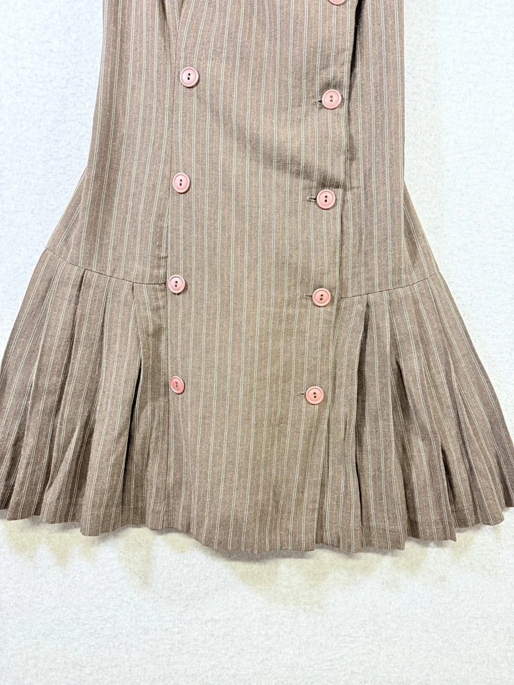 Vintages Mica Dress Womens Pinstripe Punk Goth Indie Pleated Academia 90s Y2K - Image 3 of 4